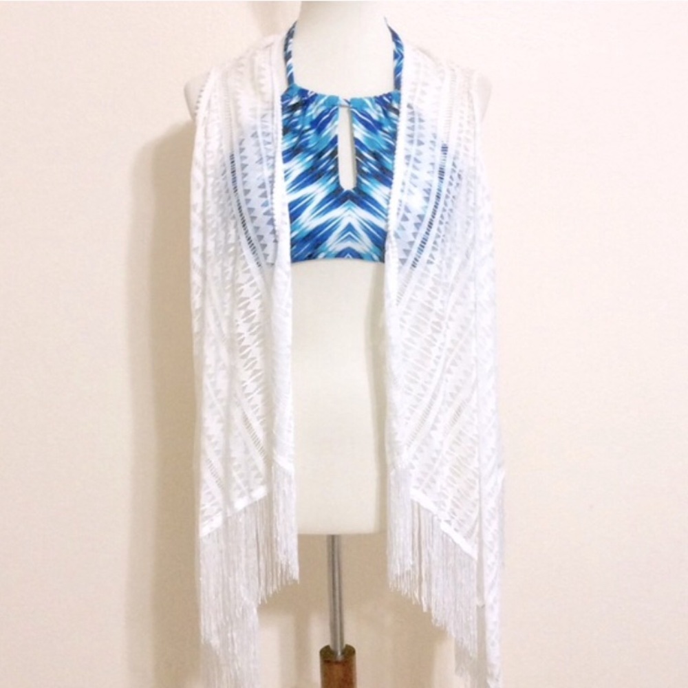 Landry Fringe Swim Coverup White OS